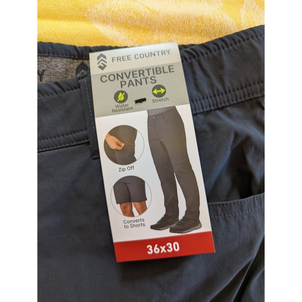 Free Country Men's‎ Convertible Pants Shorts Softshell Size 36*30 Blue